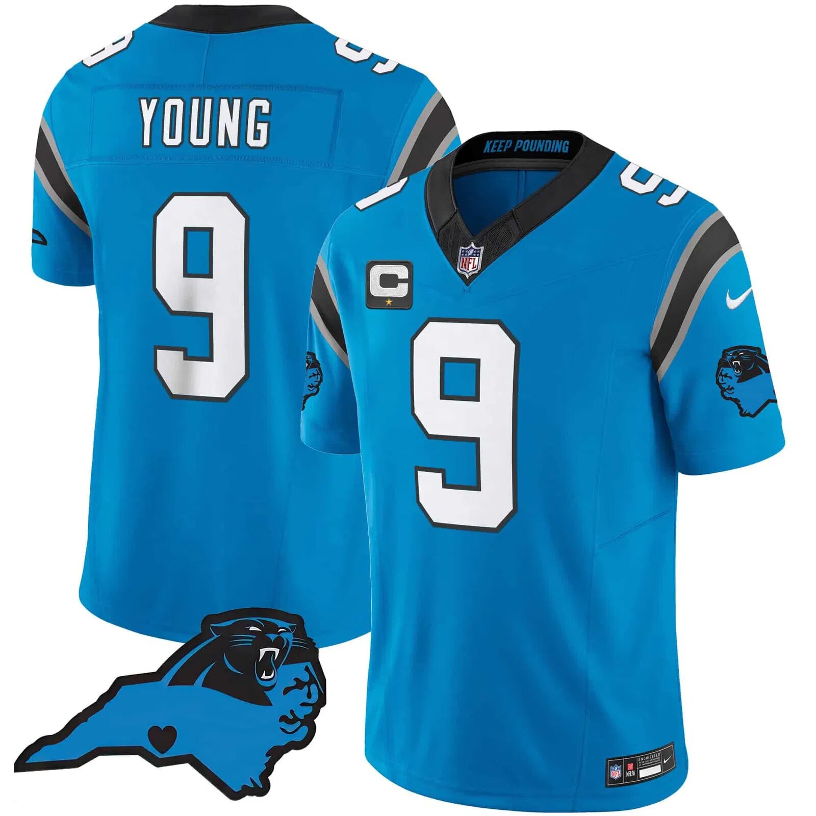 Men Carolina Panthers #9 Young Light Blue 2024 Nike Vapor Limited NFL Jersey style 1->indianapolis colts->NFL Jersey